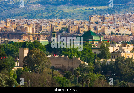 Paysage urbain d'ancienne médina, Fes, Maroc Banque D'Images