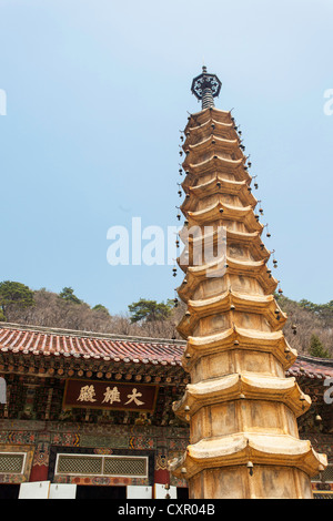 Peuples démocratique République populaire démocratique de Corée (RPDC), la Corée du Nord, Temple bouddhiste Pohyon, Myohyangsan Banque D'Images