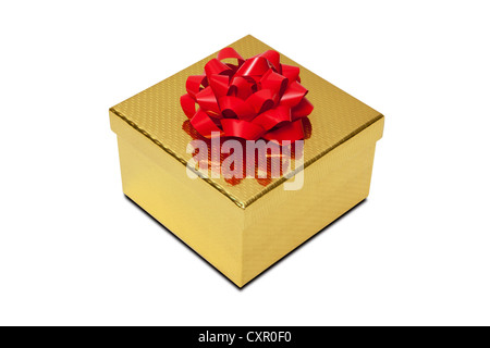 Boîte cadeau doré avec red bow