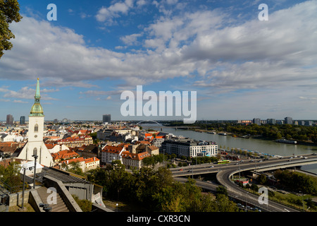 Vue depuis le château de Bratislava, Bratislava, Slovaquie, Europe Banque D'Images