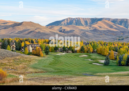 Elkhorn Village Golf Course, l'humeur du soir, Sun Valley, Idaho, USA, PublicGround Banque D'Images