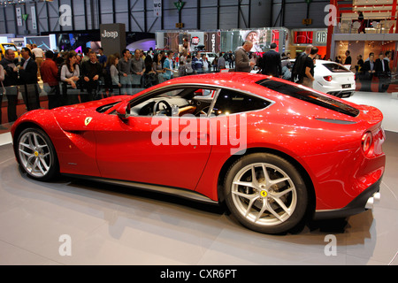 Ferrari F12 Berlinetta, Salon de Genève 2012, Genève, Suisse, Europe Banque D'Images