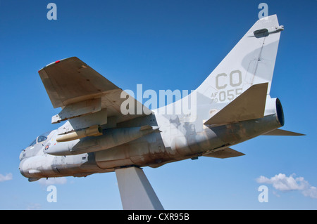 A-7D Corsair II light des aéronefs d'attaque sur l'affichage à l'aéroport régional de Montrose, Colorado Banque D'Images