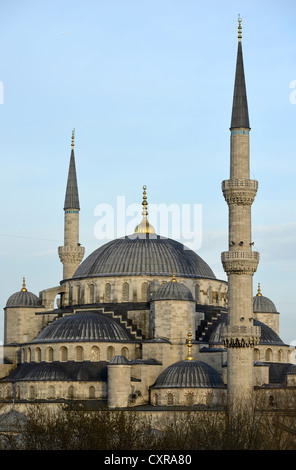 Les minarets et les dômes de la Mosquée Sultan Ahmed ou Mosquée Bleue, Sultanahmet, le quartier historique, site du patrimoine mondial de l'UNESCO Banque D'Images