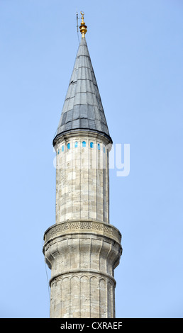 Minaret, Sainte-Sophie, Ayasofya, UNESCO World Heritage Site, Istanbul, Turquie, Europe, PublicGround Banque D'Images