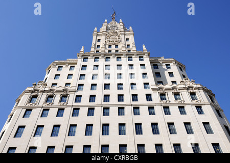 Edificio Telefónica, le premier gratte-ciel de l'Europe, Calle Gran Via, Madrid, Espagne, Europe, PublicGround Banque D'Images