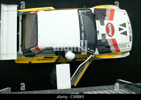 Hannu Mikkola roulant Audi Quattro Sport SWB voiture de rallye Groupe B à Goodwood. Banque D'Images