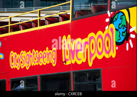 Liverpool Open Bus Touristique Top Tour UK Banque D'Images