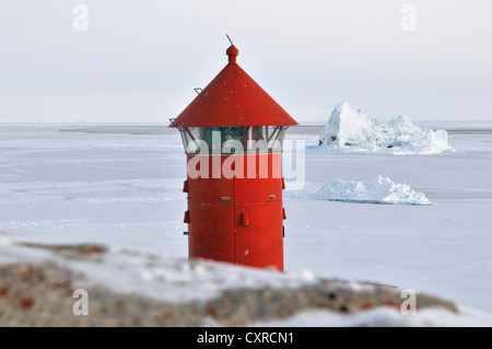 Phare, Qeqertarsuaq ou l'île Disko, le Groenland, l'Arctique nord-américain Banque D'Images