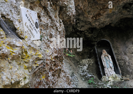 Madonna à la Grotte de Lourdes, Niederkaiser, selle, Tyrol, Autriche, Europe Banque D'Images