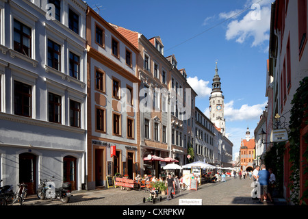Les bâtiments historiques à vocation commerciale Bruederstrasse, street, Goerlitz, Haute-lusace, Lusace, Saxe, Allemagne, Europe, PublicGround Banque D'Images