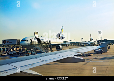 Lufthansa Cargo McDonnell-Douglas DC-10, l'aéroport de Frankfurt, Frankfurt am Main, Hesse, Germany, Europe Banque D'Images