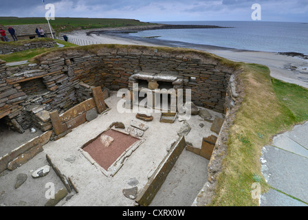 Skara Brae, aussi Skerrabra, site néolithique, entre 3100 et 2500 avant J.-C., îles Orcades, Ecosse, Royaume-Uni, Europe Banque D'Images