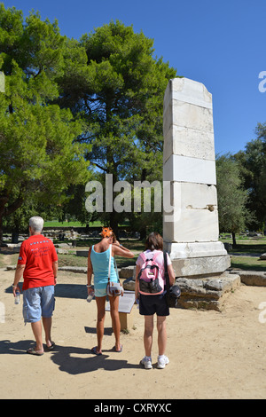 5ème siècle base de Paeonios victoire, l'ancienne Olympia, Elis, ouest de la Grèce, Grèce Région Banque D'Images