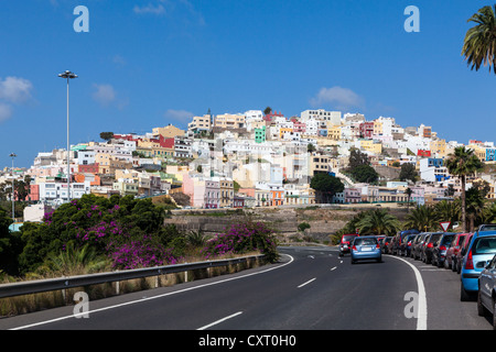 Dans les maisons imbriquées colorés San Juan district, Las Palmas de Gran Canaria, Gran Canaria, Îles Canaries, Espagne, Europe Banque D'Images