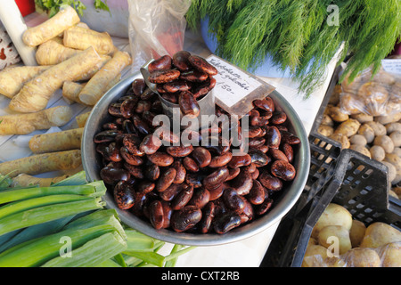 Les haricots d'Espagne, un marché d'agriculteurs à Kaiser-Josef-Platz, Graz, Styria, Austria, Europe Banque D'Images