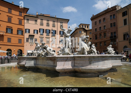 Fontaine de Neptune, Piazza Navona, Rome, Italie, Europe Banque D'Images