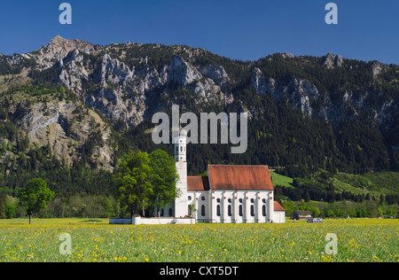 Église de pèlerinage de Saint Coloman, Schwangau près de Füssen, Alpes bavaroises, Allgaeu, Bavaria, Germany, Europe Banque D'Images