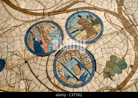 Mosaïque, l'Église des Béatitudes, site du Sermon sur la montagne, de la mer de Galilée, Israël, Moyen Orient Banque D'Images