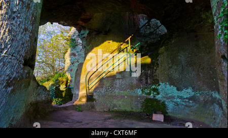 Burg Château Drachenfels, Forêt du Palatinat, Rhénanie-Palatinat, Allemagne, Europe Banque D'Images