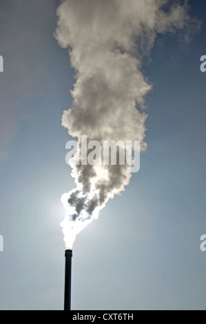 Fumeurs cheminée d'une centrale thermique au lignite de co-génération power station, Allemagne, Europe, PublicGround Banque D'Images