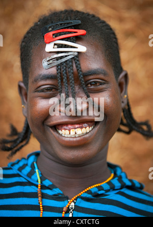 Girl Tribu Bana, Key afer, vallée de l'Omo, Ethiopie Banque D'Images