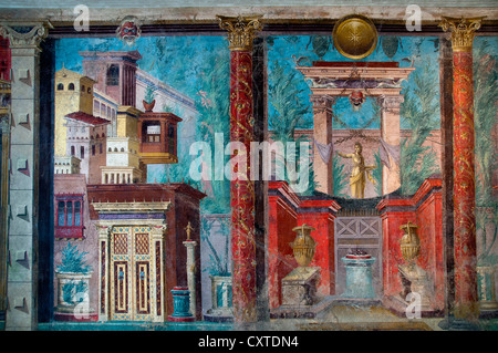 Cubiculum (chambres) de la Villa de P. Fannius Synistor à Boscoreale 50-40 républicaine fresque romaine Banque D'Images