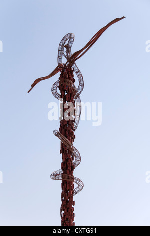 Serpent d'airain de la statue, le Mont Nebo, Jordanie Banque D'Images