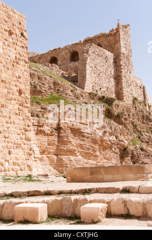 À la recherche jusqu'à la garder à partir de la basse cour, Karak Karak, Jordanie, Château Banque D'Images