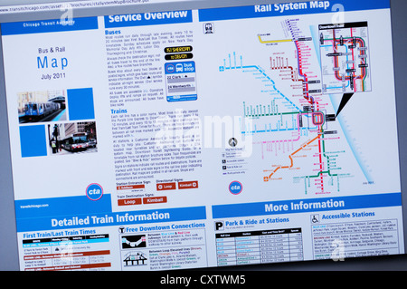 Site Web Carte du métro de Chicago Banque D'Images