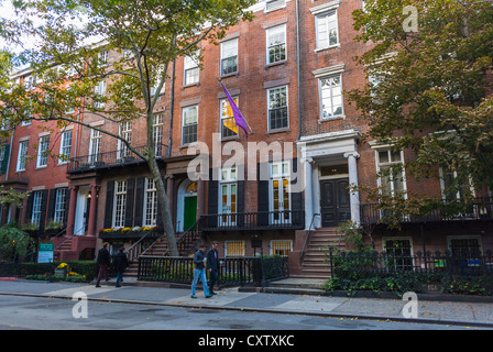 New York City, NY, USA, façades, maisons de ville, Row House, scènes de rue, Greenwich Village, maison de ville ouest, université États-unis Banque D'Images