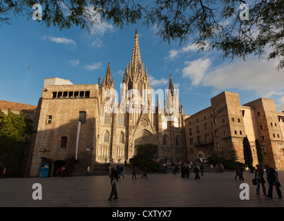 Barcelone, Espagne. La cathédrale gothique. Banque D'Images