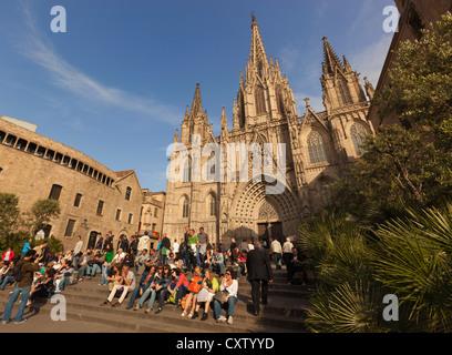 Barcelone, Espagne. La cathédrale gothique. Banque D'Images