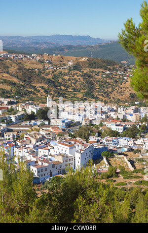 Chefchaouen, Maroc. Vue générale de la ville. Banque D'Images