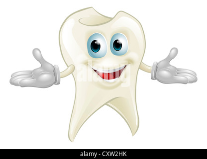 Illustration d'un mignon happy tooth mascot cartoon character dentaire Banque D'Images