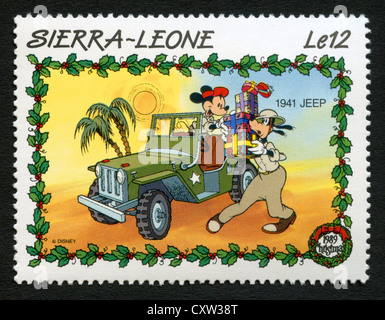 Sierra Leone - Timbres-poste de personnages de dessins animés Disney - Mickey Mouse Banque D'Images