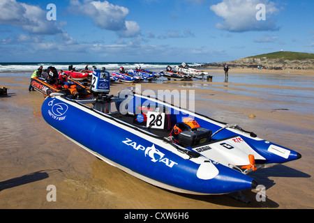 Zapcat Course, plage de Fistral, Cornwall UK Banque D'Images