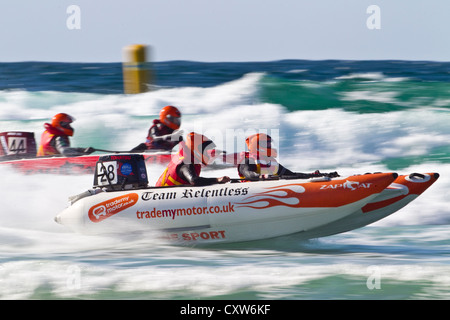 Zapcat Course, plage de Fistral, Cornwall UK Banque D'Images