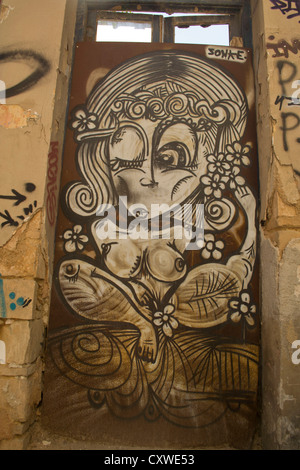 La crise économique grecque inspire les artistes de rue. Banque D'Images