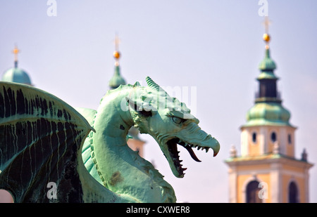 Dragon - symbole de la capitale slovène Ljubljana Banque D'Images