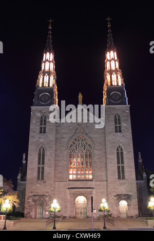 La basilique-cathédrale Notre Dame au centre-ville d'Ottawa, Ontario, Canada. Banque D'Images