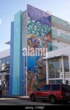 Photo murale sur Collins Ave une partie de l'art déco de Miami South beach floride usa Banque D'Images