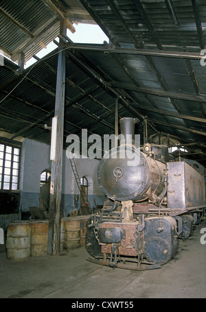 Scène de la machine à vapeur depot à Asmara en 1998, montre un 0-4-4-0T Mallet composé No442 56. Banque D'Images