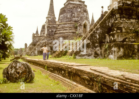 Vieux Bangkok Juillet-2000 (diapositives) l'Ayutthaya historical park couvre les ruines de la vieille ville d'Ayutthaya en Thaïlande Banque D'Images