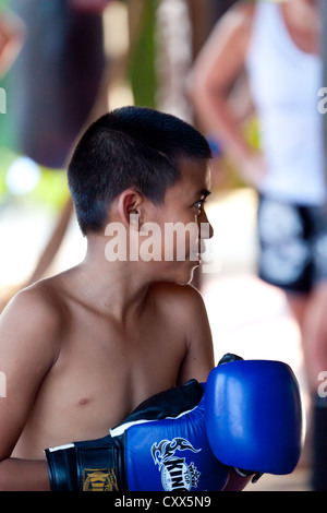 Boxeur thaï sur l'île de Phuket, Thaïlande Banque D'Images