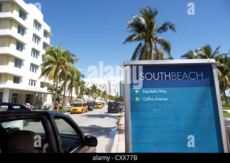 Ocean drive tôt le matin quartier art déco de Miami South beach floride usa Banque D'Images