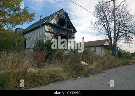 Brûlé maisons vacantes, Detroit Michigan USA Banque D'Images