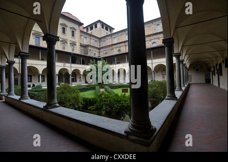 Cloître de la Biblioteca Medicea Laurenziana, Bibliothèque Laurentienne, Florence, Toscane, Italie, Europe Banque D'Images