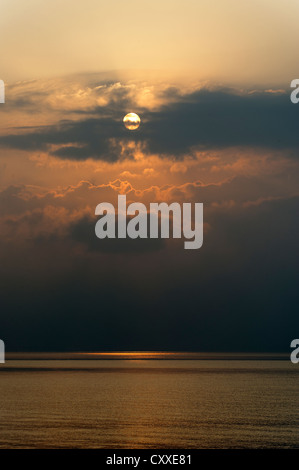 Le lever du soleil, Tabgha à la mer de Galilée, de Génésareth, Yam Kinneret, le lac de Tibériade, la Galilée, Israël, Moyen Orient Banque D'Images