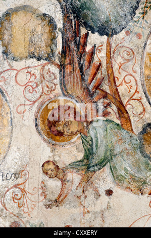 Angel la prestation d'un enfant, Sein d'Abraham, fresque dans l'Église des Croisés, Abbaye Bénédictine, l'abbaye Sainte-Marie de la Banque D'Images